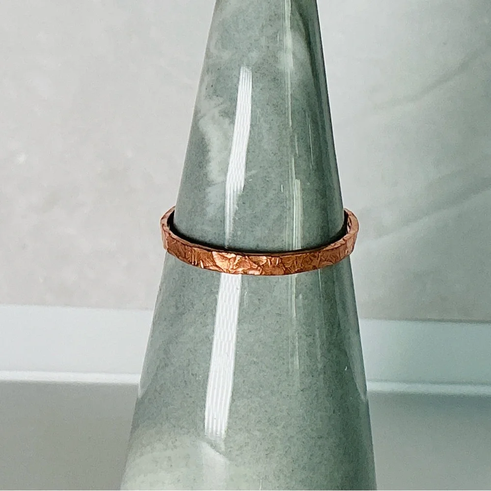 Raw Copper Ring Size 8.5 Band Jewelry Minimal Hammered Solid Handcrafted USA #B - Picture 9 of 12
